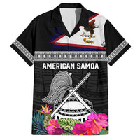 Personalized American Samoa Flag Day Family Matching Short Sleeve Bodycon Dress and Hawaiian Shirt Tanoa and Fue mix Hibiscus Flower Polynesian Pattern