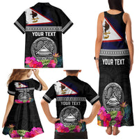 Personalized American Samoa Flag Day Family Matching Tank Maxi Dress and Hawaiian Shirt Tanoa and Fue mix Hibiscus Flower Polynesian Pattern