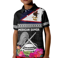 Personalized American Samoa Flag Day Kid Polo Shirt Tanoa and Fue mix Hibiscus Flower Polynesian Pattern