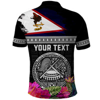 Personalized American Samoa Flag Day Polo Shirt Tanoa and Fue mix Hibiscus Flower Polynesian Pattern