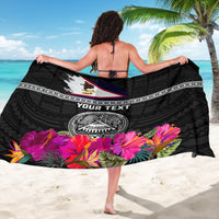 Personalized American Samoa Flag Day Sarong Tanoa and Fue mix Hibiscus Flower Polynesian Pattern