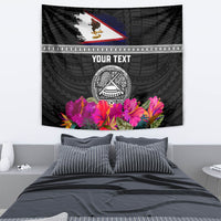 Personalized American Samoa Flag Day Tapestry Tanoa and Fue mix Hibiscus Flower Polynesian Pattern