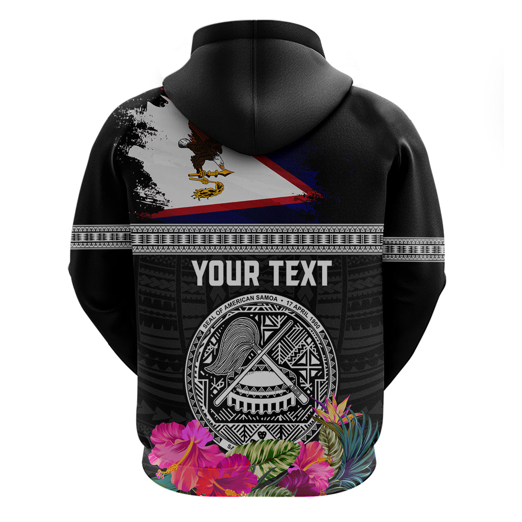 Personalized American Samoa Flag Day Zip Hoodie Tanoa and Fue mix Hibiscus Flower Polynesian Pattern