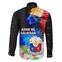 Philippines Independence Day Family Matching Long Sleeve Bodycon Dress and Hawaiian Shirt Philippines Eagle and Sampaguita Jasmine Yakan Tribal LT03 - Polynesian Pride