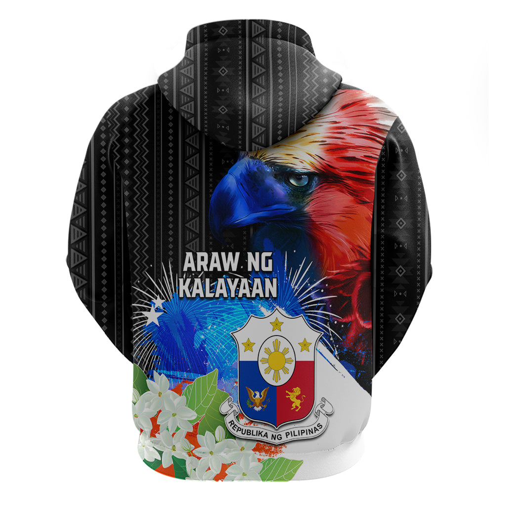 Philippines Independence Day Hoodie Philippines Eagle and Sampaguita Jasmine Yakan Tribal