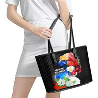 Philippines Independence Day Leather Tote Bag Philippines Eagle and Sampaguita Jasmine Yakan Tribal LT03 - Polynesian Pride