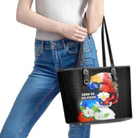 Philippines Independence Day Leather Tote Bag Philippines Eagle and Sampaguita Jasmine Yakan Tribal LT03 - Polynesian Pride