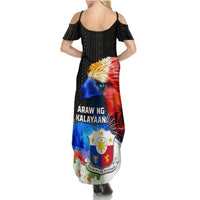 Philippines Independence Day Summer Maxi Dress Philippines Eagle and Sampaguita Jasmine Yakan Tribal LT03 - Polynesian Pride