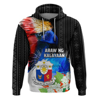Philippines Independence Day Zip Hoodie Philippines Eagle and Sampaguita Jasmine Yakan Tribal