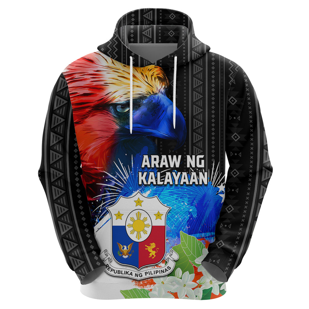 Philippines Independence Day Zip Hoodie Philippines Eagle and Sampaguita Jasmine Yakan Tribal