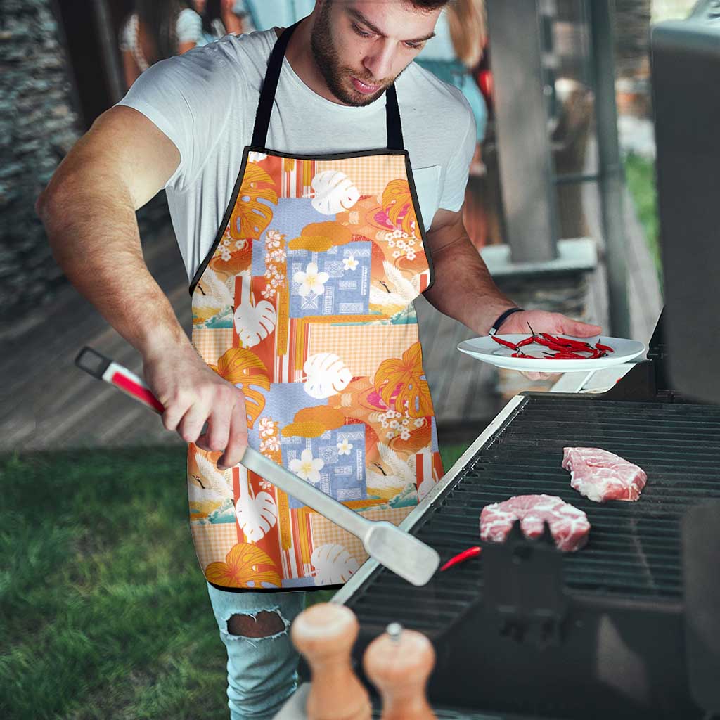 Hawaiian and Japanese Culture Together Apron Palaka Japanese Art and Tropical Motif Tribal Patchwork LT03 - Polynesian Pride