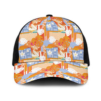 Hawaiian and Japanese Culture Together Baseball Net Cap Palaka Japanese Art and Tropical Motif Tribal Patchwork LT03 One Size Black Multicolor - Polynesian Pride
