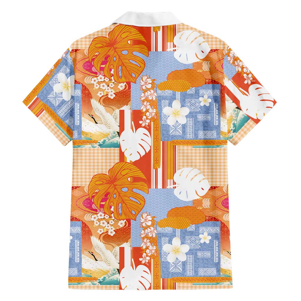 Hawaiian and Japanese Culture Together Family Matching Puletasi and Hawaiian Shirt Palaka Japanese Art and Tropical Motif Tribal Patchwork LT03 - Polynesian Pride