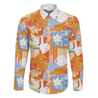 Hawaiian and Japanese Culture Together Family Matching Puletasi and Hawaiian Shirt Palaka Japanese Art and Tropical Motif Tribal Patchwork LT03 Dad's Shirt - Long Sleeve Multicolor - Polynesian Pride