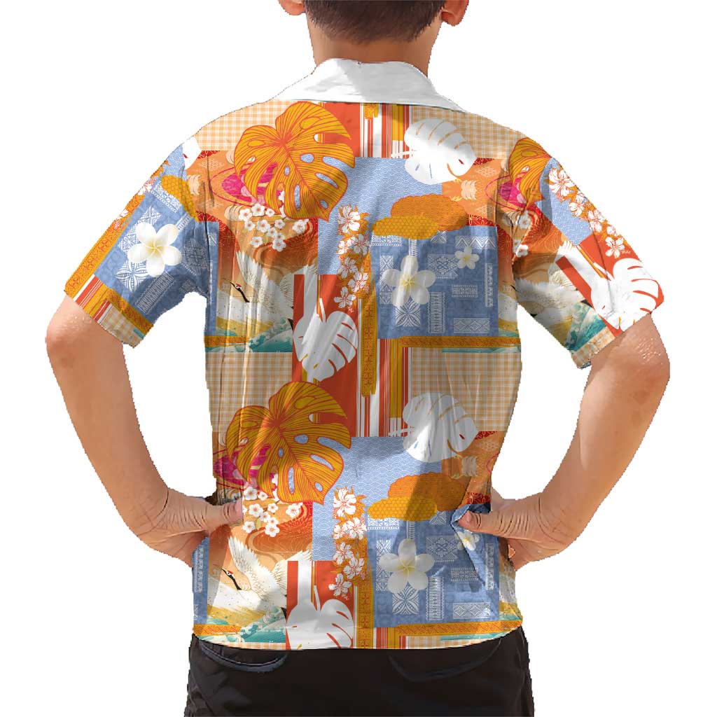 Hawaiian and Japanese Culture Together Family Matching Tank Maxi Dress and Hawaiian Shirt Palaka Japanese Art and Tropical Motif Tribal Patchwork LT03 - Polynesian Pride