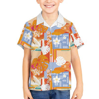 Hawaiian and Japanese Culture Together Family Matching Tank Maxi Dress and Hawaiian Shirt Palaka Japanese Art and Tropical Motif Tribal Patchwork LT03 Son's Shirt Multicolor - Polynesian Pride