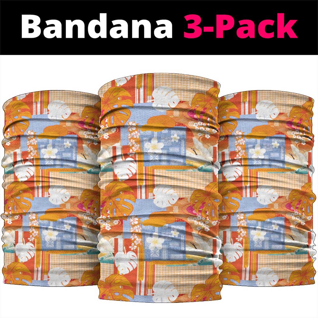 Hawaiian and Japanese Culture Together Neck Gaiter Palaka Japanese Art and Tropical Motif Tribal Patchwork LT03 package One Size: 25*50cm Multicolor - Polynesian Pride