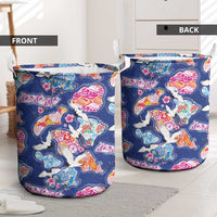 Hawaiian and Japanese Culture Together Laundry Basket Hawaiian Archipelago Shape Sea Animals LT03 - Polynesian Pride