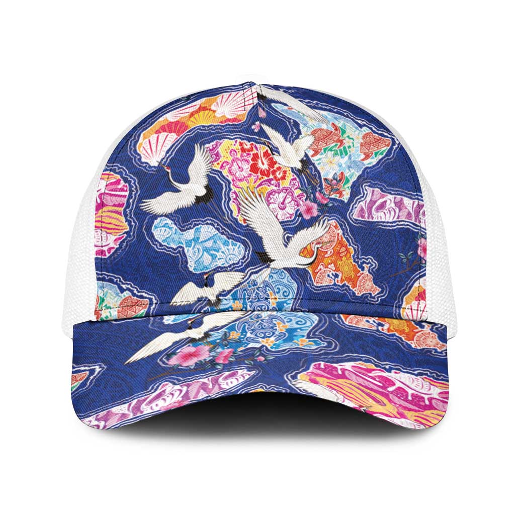Hawaiian and Japanese Culture Together Baseball Net Cap Hawaiian Archipelago Shape Sea Animals