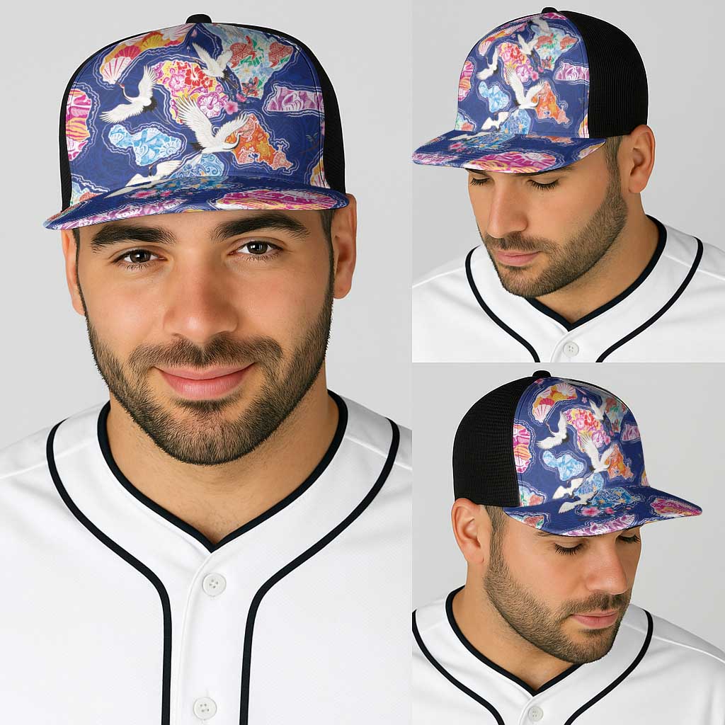 Hawaiian and Japanese Culture Together Baseball Net Cap Hawaiian Archipelago Shape Sea Animals