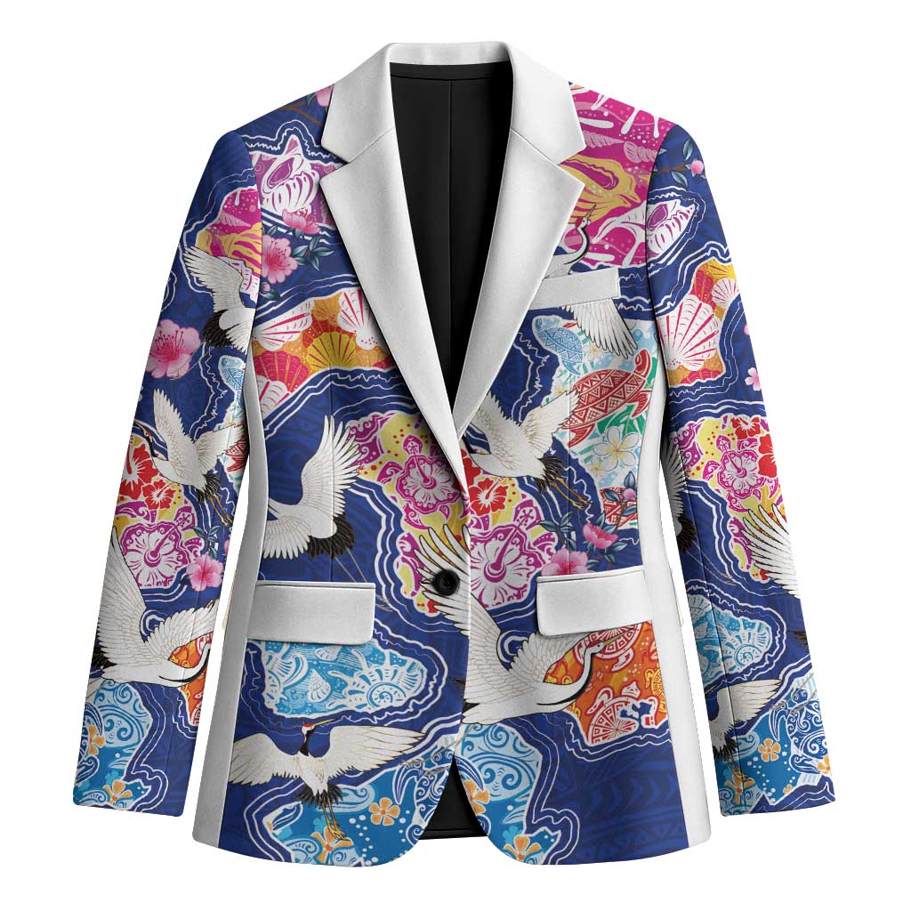 Hawaiian and Japanese Culture Together Blazer Hawaiian Archipelago Shape Sea Animals LT03 Unisex Multicolor - Polynesian Pride