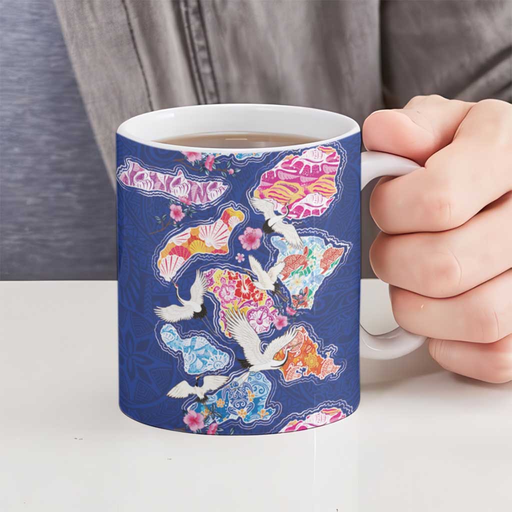 Hawaiian and Japanese Culture Together Ceramic Mug Hawaiian Archipelago Shape Sea Animals LT03 - Polynesian Pride