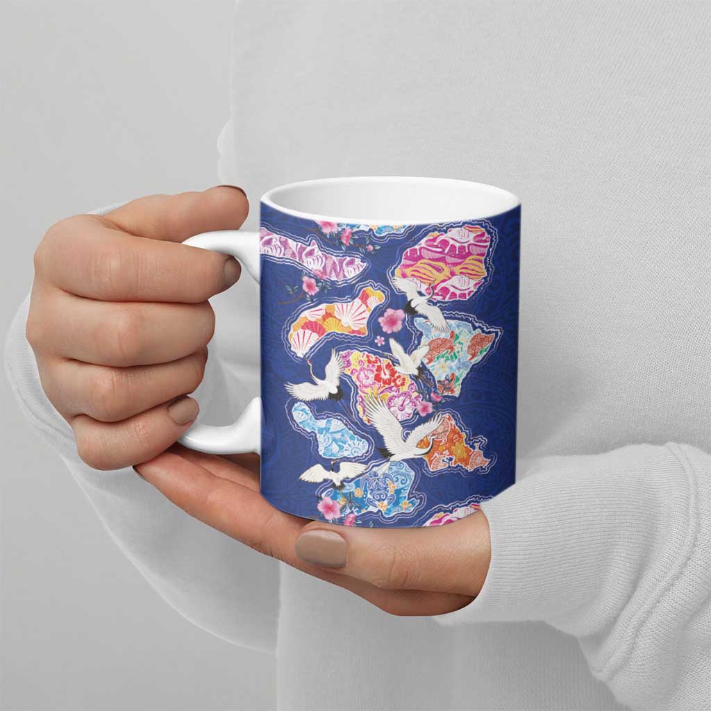 Hawaiian and Japanese Culture Together Ceramic Mug Hawaiian Archipelago Shape Sea Animals LT03 - Polynesian Pride