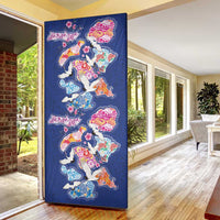 Hawaiian and Japanese Culture Together Door Cover Hawaiian Archipelago Shape Sea Animals LT03 - Polynesian Pride