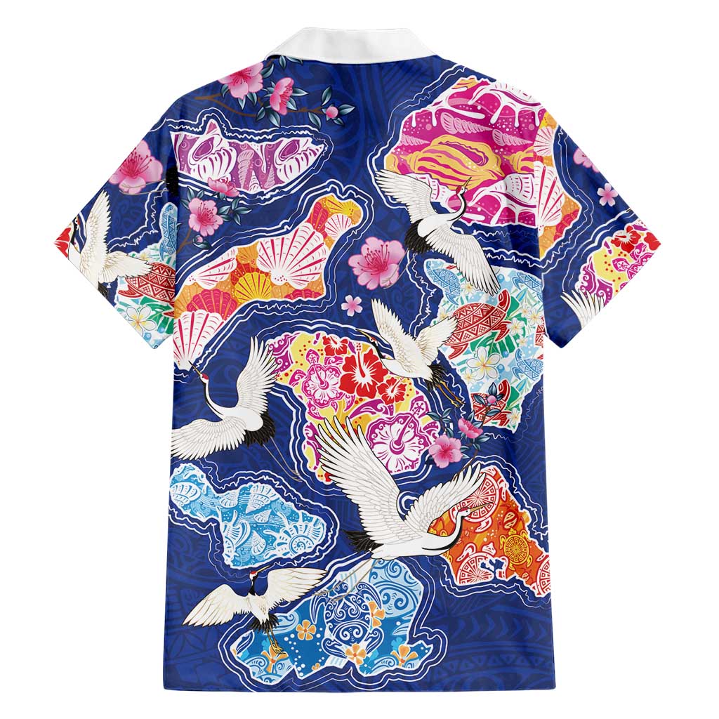 Hawaiian and Japanese Culture Together Family Matching Off Shoulder Short Dress and Hawaiian Shirt Hawaiian Archipelago Shape Sea Animals LT03 - Polynesian Pride