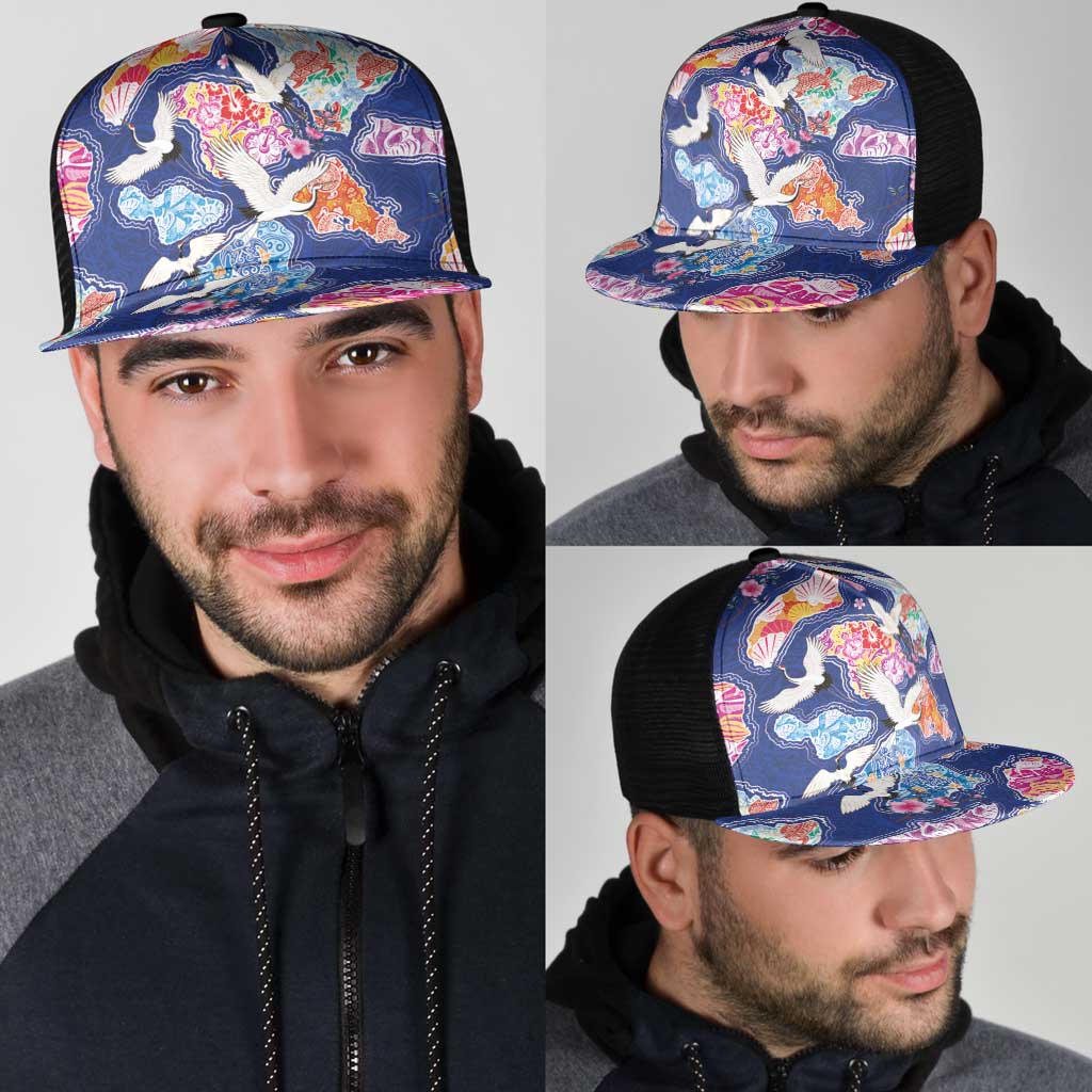 Hawaiian and Japanese Culture Together Mesh Trucker Cap Hawaiian Archipelago Shape Sea Animals