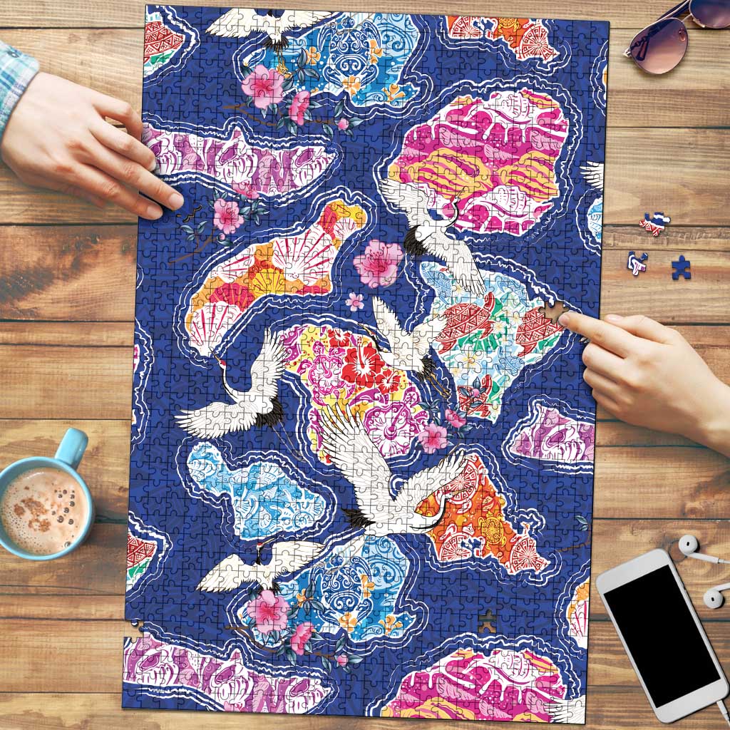 Hawaiian and Japanese Culture Together Puzzle Hawaiian Archipelago Shape Sea Animals LT03 Multicolor - Polynesian Pride
