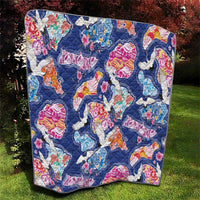 Hawaiian and Japanese Culture Together Quilt Hawaiian Archipelago Shape Sea Animals LT03 - Polynesian Pride