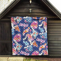 Hawaiian and Japanese Culture Together Quilt Hawaiian Archipelago Shape Sea Animals LT03 - Polynesian Pride