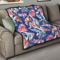 Hawaiian and Japanese Culture Together Quilt Hawaiian Archipelago Shape Sea Animals LT03 - Polynesian Pride
