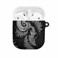 New Zealand Sea Animals with Maori Tribal Tattoo AirPods Case Shark Manta Ray with Silver Fern Black LT03 Black - Polynesian Pride