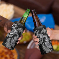 New Zealand Sea Animals with Maori Tribal Tattoo 4 in 1 Can Cooler Tumbler Shark Manta Ray with Silver Fern Black LT03 - Polynesian Pride