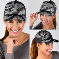 New Zealand Sea Animals with Maori Tribal Tattoo Classic Cap Shark Manta Ray with Silver Fern Black