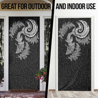 New Zealand Sea Animals with Maori Tribal Tattoo Door Cover Shark Manta Ray with Silver Fern Black LT03 - Polynesian Pride