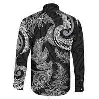 New Zealand Sea Animals with Maori Tribal Tattoo Family Matching Summer Maxi Dress and Hawaiian Shirt Shark Manta Ray with Silver Fern Black LT03 - Polynesian Pride