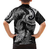 New Zealand Sea Animals with Maori Tribal Tattoo Family Matching Tank Maxi Dress and Hawaiian Shirt Shark Manta Ray with Silver Fern Black LT03 - Polynesian Pride