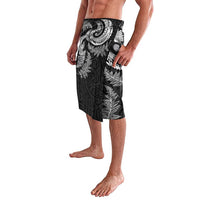 New Zealand Sea Animals with Maori Tribal Tattoo Lavalava Shark Manta Ray with Silver Fern Black