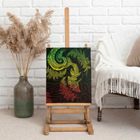 New Zealand Sea Animals with Maori Tribal Tattoo Canvas Wall Art Shark Manta Ray with Silver Fern Reggae