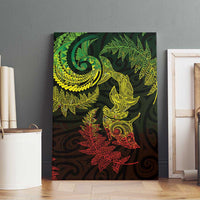 New Zealand Sea Animals with Maori Tribal Tattoo Canvas Wall Art Shark Manta Ray with Silver Fern Reggae