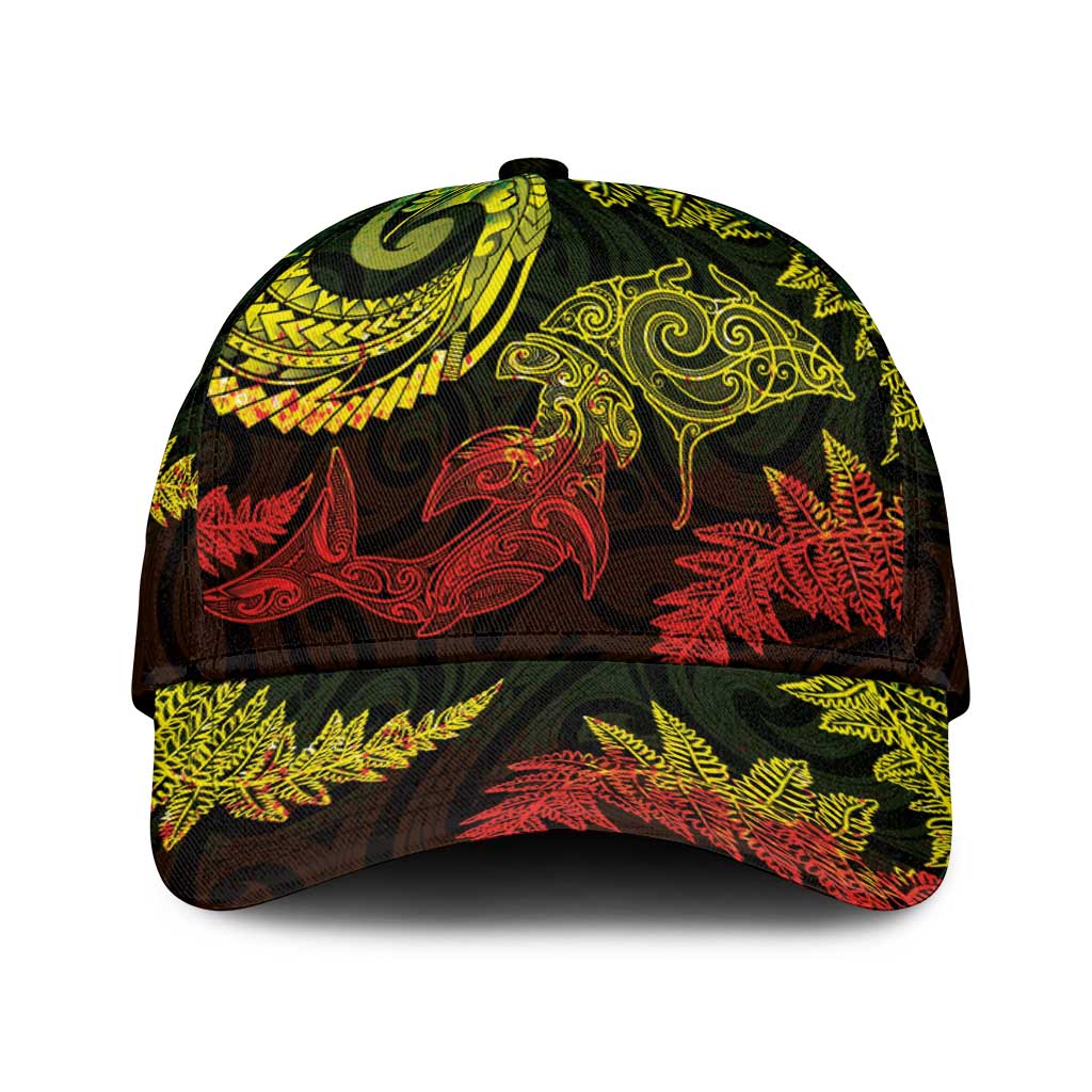 New Zealand Sea Animals with Maori Tribal Tattoo Classic Cap Shark Manta Ray with Silver Fern Reggae