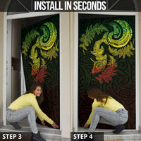 New Zealand Sea Animals with Maori Tribal Tattoo Door Cover Shark Manta Ray with Silver Fern Reggae LT03 - Polynesian Pride