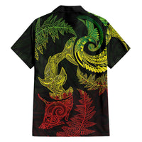 New Zealand Sea Animals with Maori Tribal Tattoo Family Matching Off Shoulder Maxi Dress and Hawaiian Shirt Shark Manta Ray with Silver Fern Reggae LT03 - Polynesian Pride