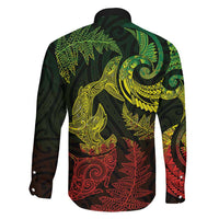 New Zealand Sea Animals with Maori Tribal Tattoo Family Matching Short Sleeve Bodycon Dress and Hawaiian Shirt Shark Manta Ray with Silver Fern Reggae LT03 - Polynesian Pride