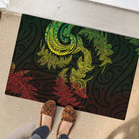 New Zealand Sea Animals with Maori Tribal Tattoo Rubber Doormat Shark Manta Ray with Silver Fern Reggae