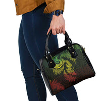 New Zealand Sea Animals with Maori Tribal Tattoo Shoulder Handbag Shark Manta Ray with Silver Fern Reggae
