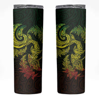 New Zealand Sea Animals with Maori Tribal Tattoo Skinny Tumbler Shark Manta Ray with Silver Fern Reggae